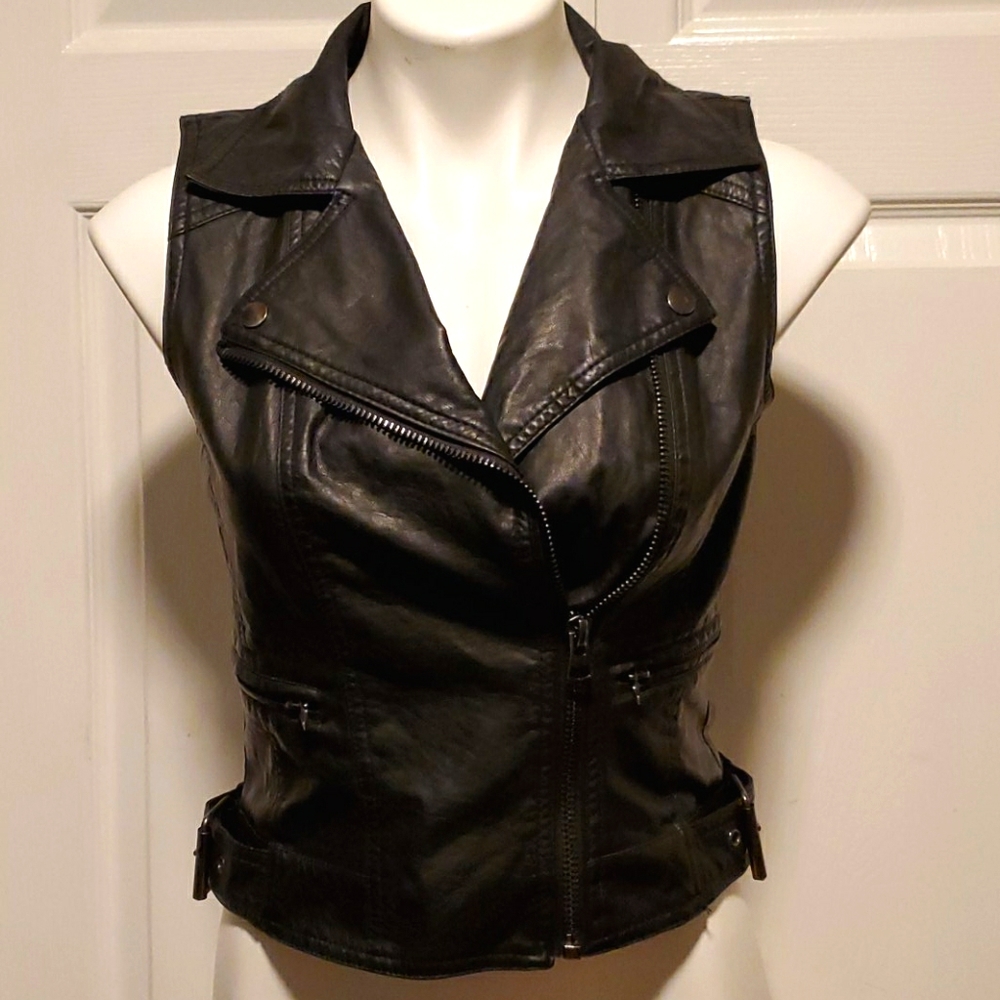 American Rag Black Vegan Leather Vest - Small